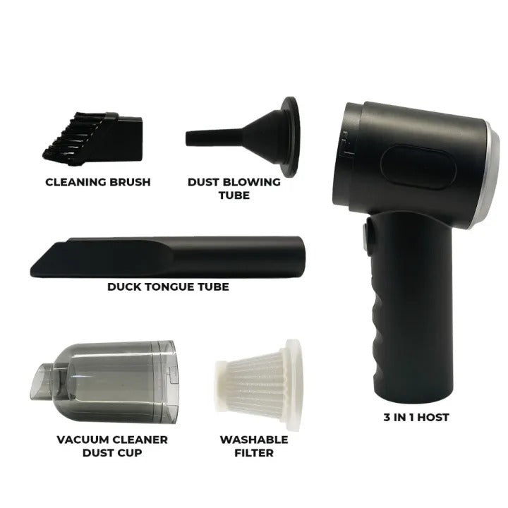 3-in-1 Rechargeable Vacuum Cleaner AS-228 – Powerful Suction for Car, Home, Office & Quick Cleaning